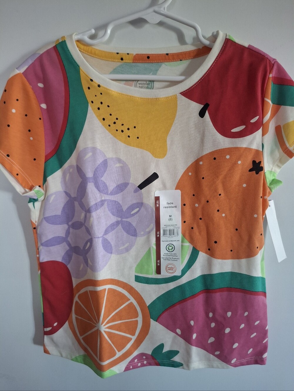 Wonder Nation Girls' Multicolor Fruit Print Short Sleeve Tee